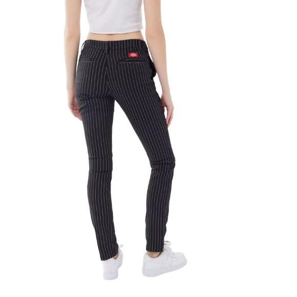 Dickies | Classic Pinstripe Mid-Rise Skinny Stretch-Cotton Pants | Size 1/25 - Picture 2 of 8